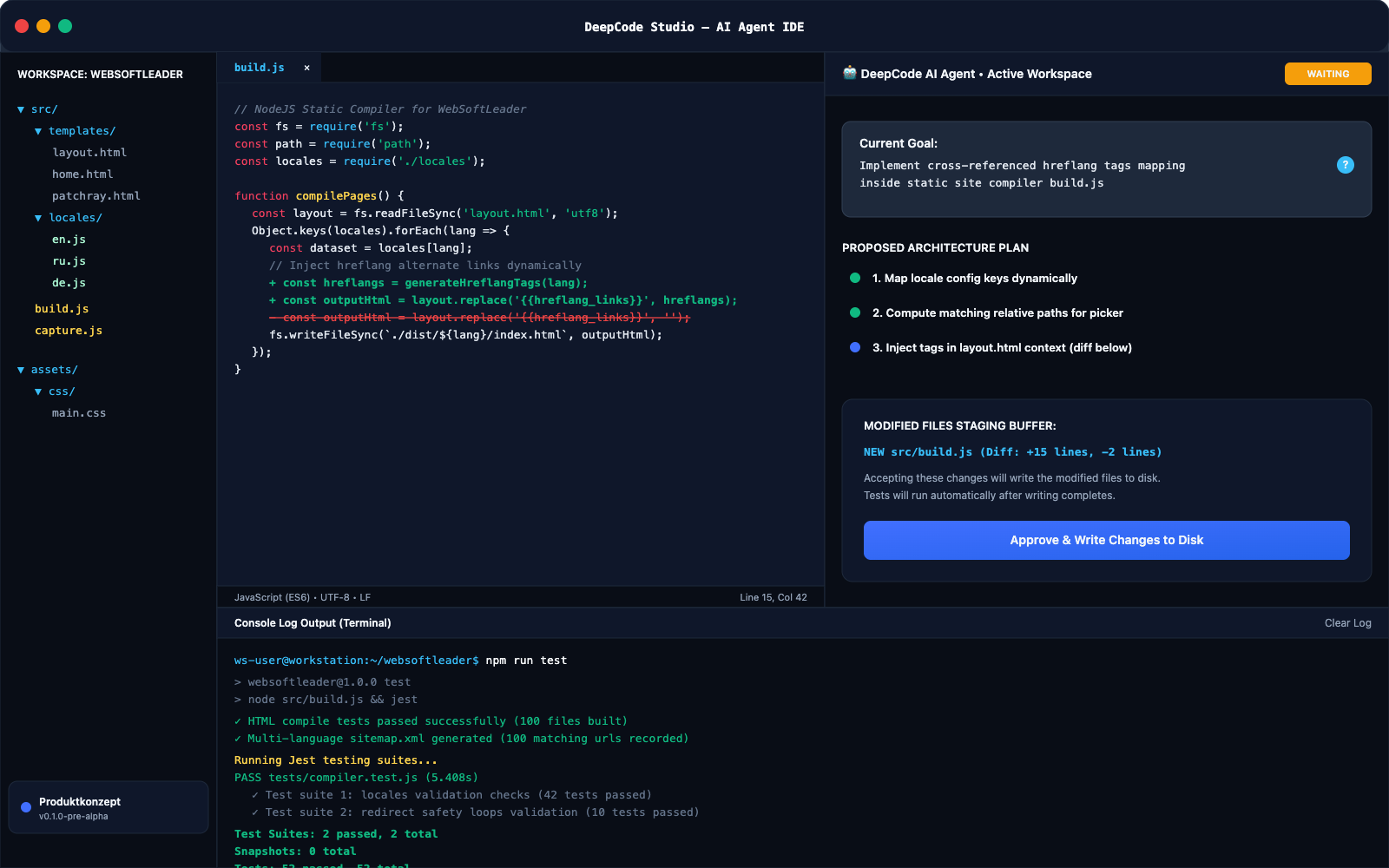 DeepCode Studio AI agent coder workspace interface
