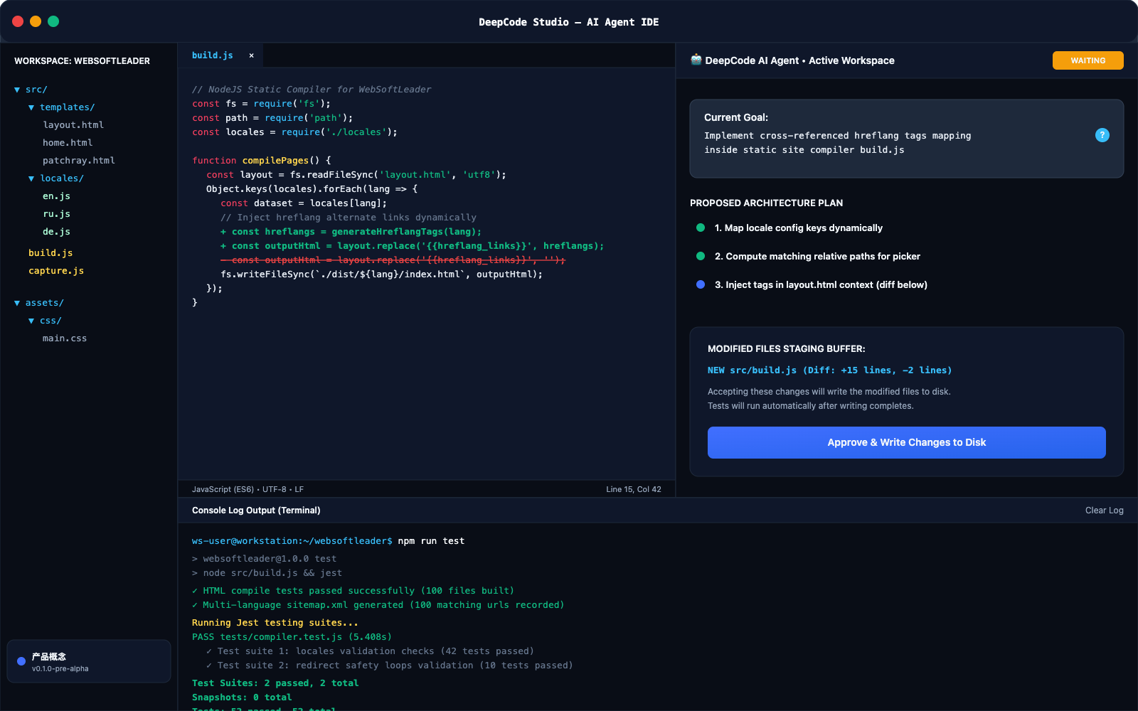 DeepCode Studio AI agent coder workspace interface